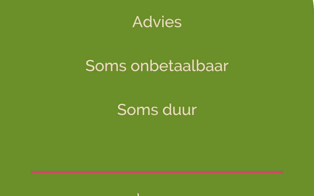 Advies; wanneer is het onbetaalbaar en wanneer gewoon duur?